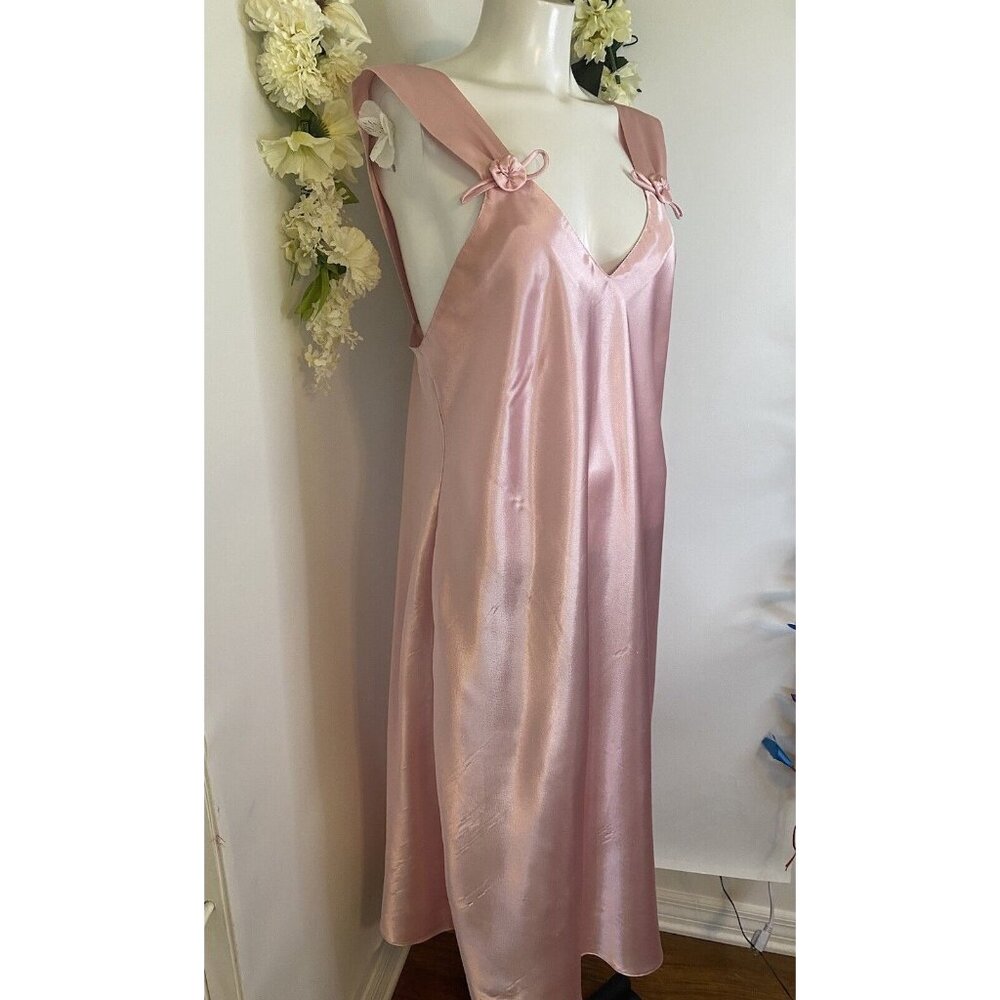Vintage Val Mode Pink Lingerie Peignoir Sleep Gown Dress Ankle Length Size Large